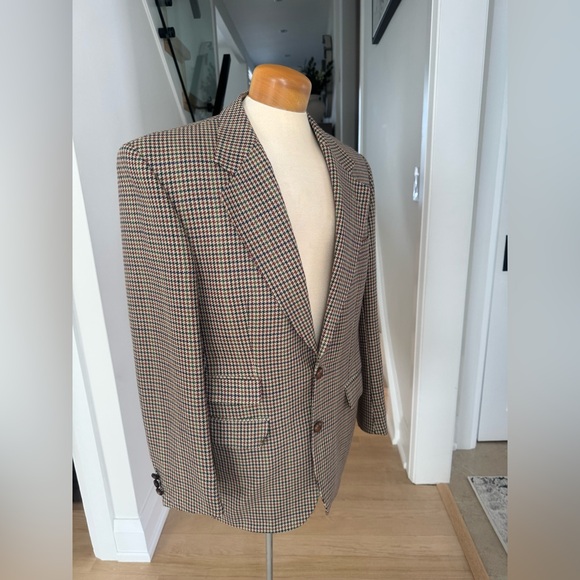 Vintage Massimo Pascali Pure New Wool Houndstooth Checkered Blazer L - Picture 2 of 11